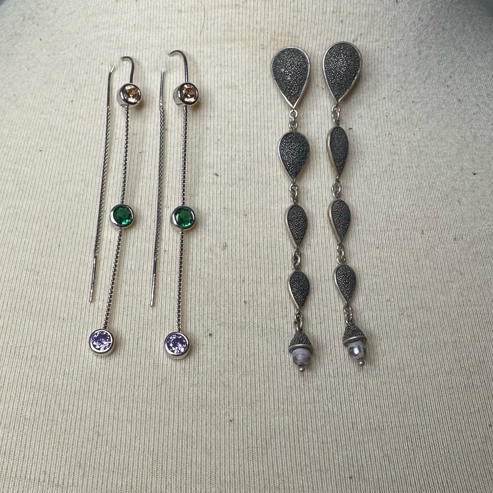Two pair silver dangles